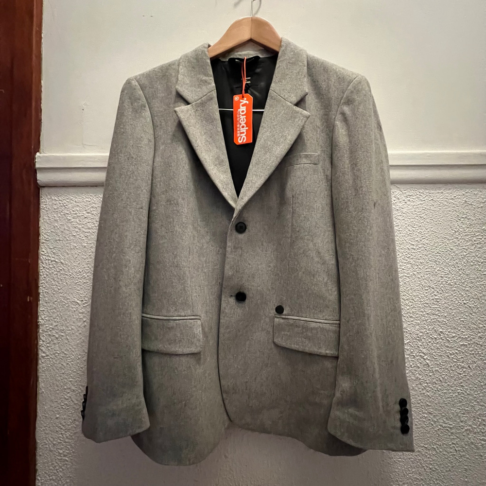 Superdry Studios Gray Wool Blazer | Size M | New With Tags | Smart Casual